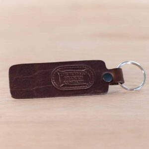 Rectangular Brown Leather Keychain - Made in USA