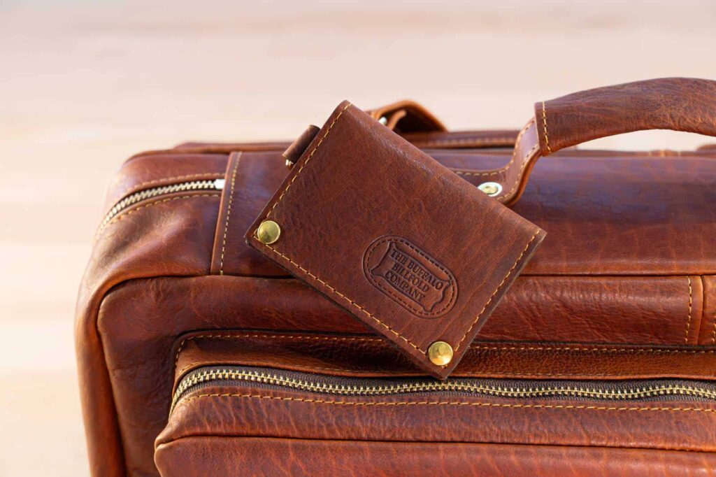 Comes With Shrunken Bison Leather Luggage Tag Comes With Shrunken Bison Leather Luggage Tag