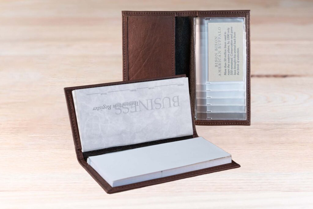 Inside of our promotional leather checkbook cover Inside of our promotional leather checkbook cover