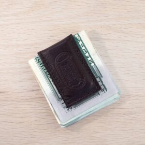 Brown Leather Magnetic Money Clip - Made with Strong Neodymium Magnets