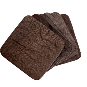 Square Buffalo Leather Coasters - Brown - Made in USA