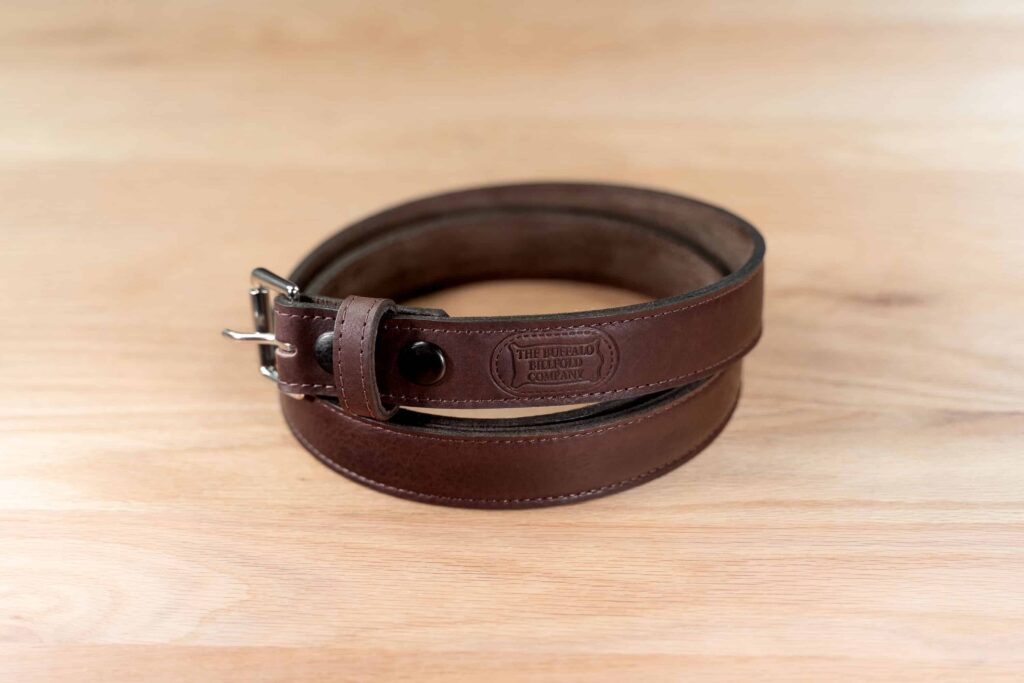 Brown Bison Leather Belt - 1.25 Inch - Made In Usa