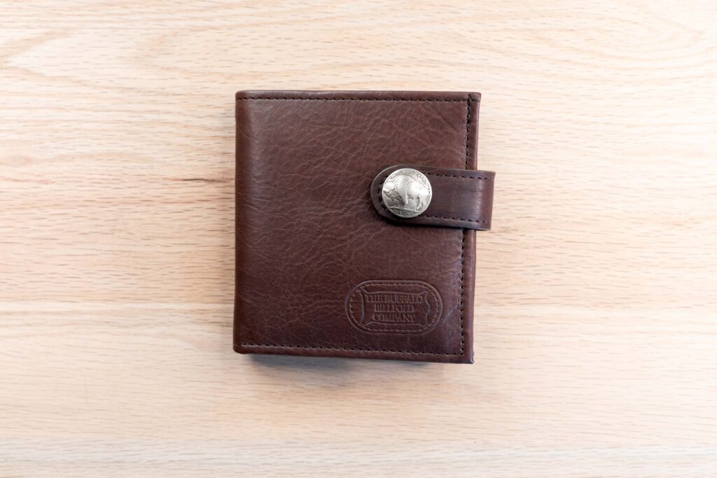 Large Bifold Wallet With Snap Closure - Brown - Made In Usa Large Bifold Wallet With Snap Closure - Brown - Made In Usa
