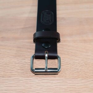 1.5 Inch Wide Mens Dark Brown Leather Belt with removable Steel Roller Buckle - Made in USA