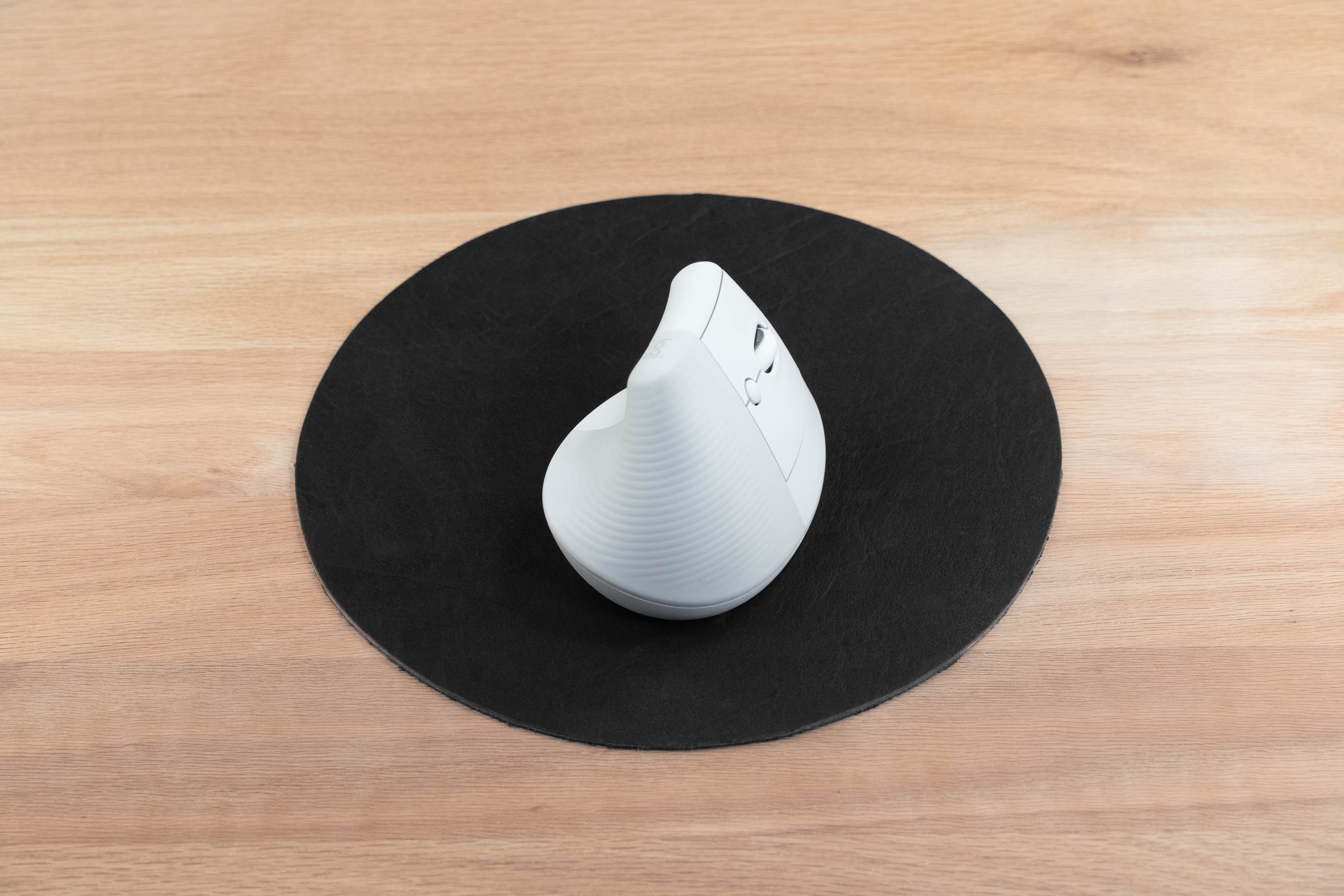 Black Round Leather Mouse Pad - Made In Usa Black Round Leather Mouse Pad - Made In Usa