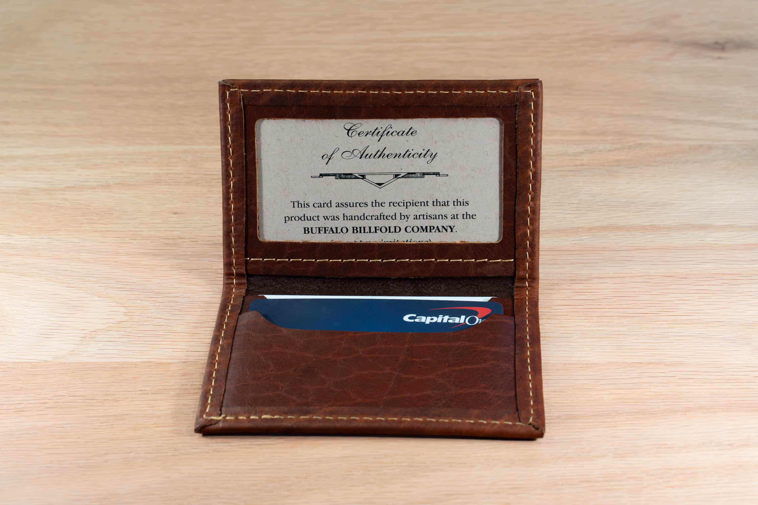 Id Window In The American Chestnut Bifold Leather Card Holder Id Window In The American Chestnut Bifold Leather Card Holder