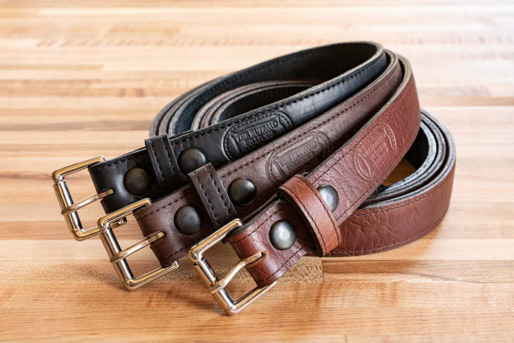 Bison Leather Belts - Made in USA - Black, Brown, Red Bison Leather Belts - Made in USA - Black, Brown, Red