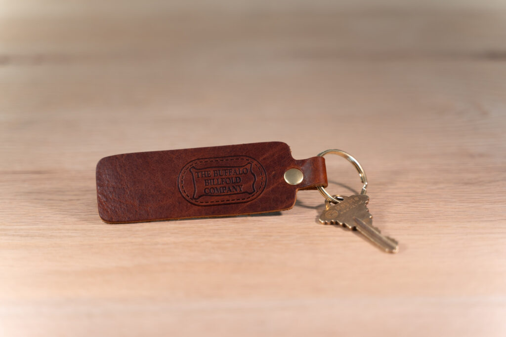 Bison Leather Keychain - American Chestnut - Rectangular Strap